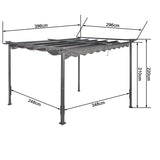 Angel Living Pergola aus einer Stahl-Aluminium-Kombination mit einziehbarem Dach, wasserdichtes Dach aus Polyester mit PU-Beschichtung, UV-beständig, für den Außenbereich: Garten, Terrasse
