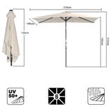 Angel Living 210 × 140 cm Sonnenschirm Balkonschirm Kurbelschirm Marktschirm Gartenschirm Kippbarer Gartenschirm Sonnenschutz UV 50+ Rechteckig