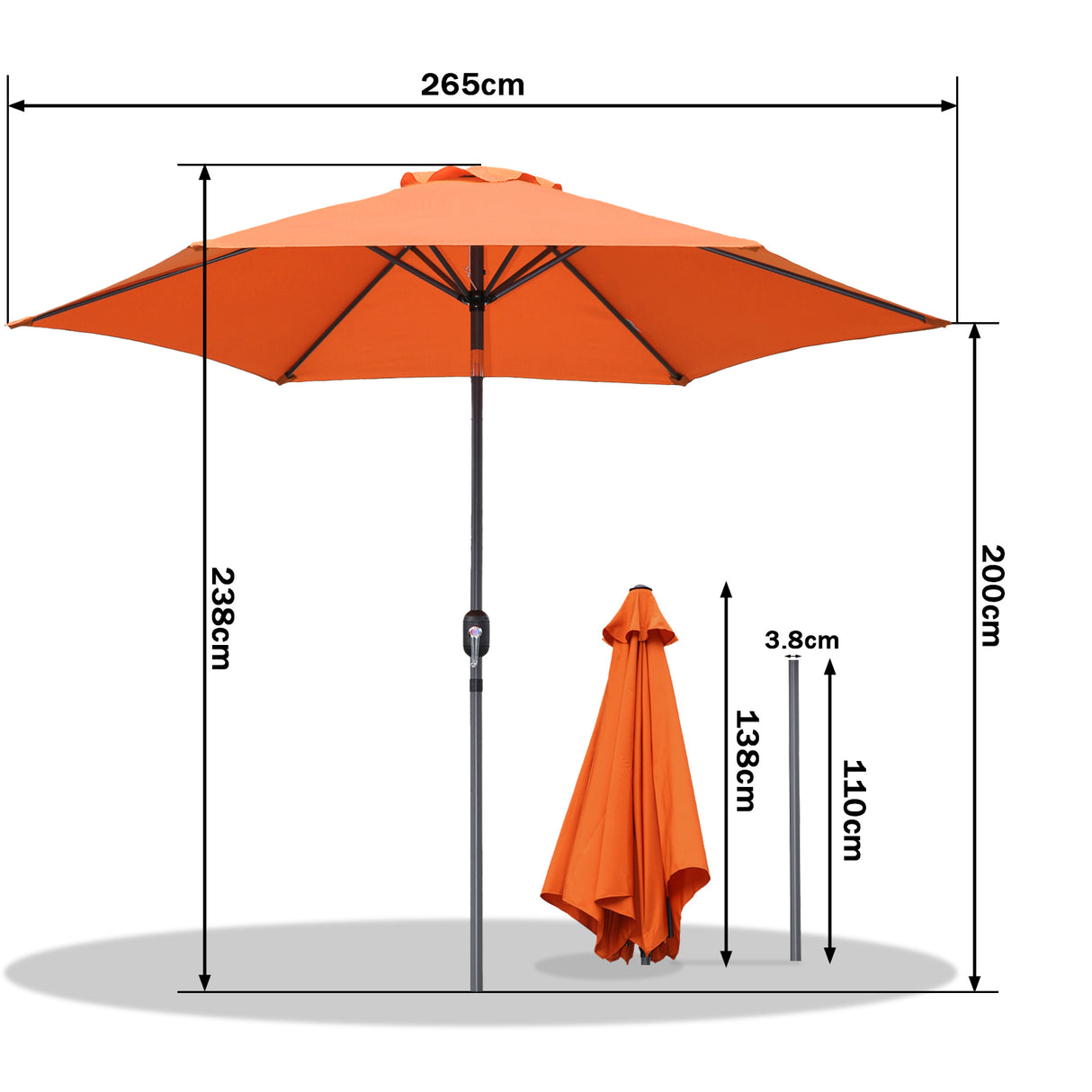 Angel Living Sonnenschirm Ø 270 cm Gartenschirm Marktschirm Terrassenschirm Taupe Rund Sonneschirm Sonnenschutz aus aus Metall, Stahl und Polyester UV50+