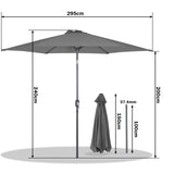 Angel Living Sonnenschirm Ø 300 cm Gartenschirm Marktschirm Terrassenschirm Taupe Rund Sonneschirm Sonnenschutz aus Metall und Polyester UV50+