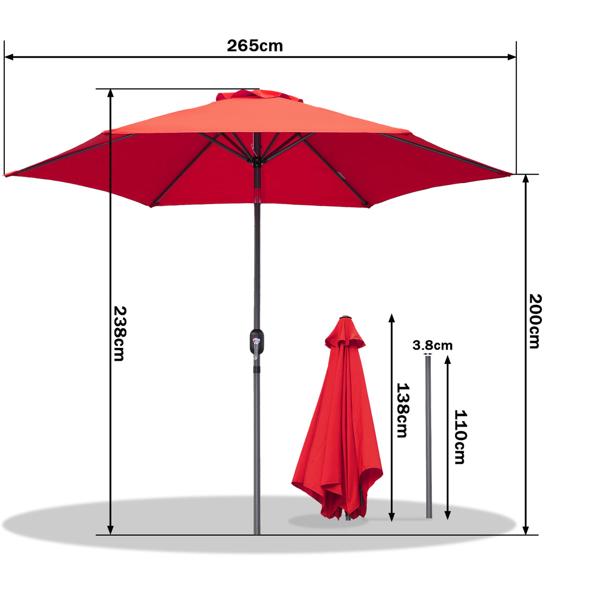 Angel Living Sonnenschirm Ø 270 cm Gartenschirm Marktschirm Terrassenschirm Taupe Rund Sonneschirm Sonnenschutz aus aus Metall, Stahl und Polyester UV50+