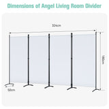 Angel Living Paravent Raumteiler Schutzwand Raumteiler für Büro Balkon Schlafzimmer Garten, 324 x 180 cm