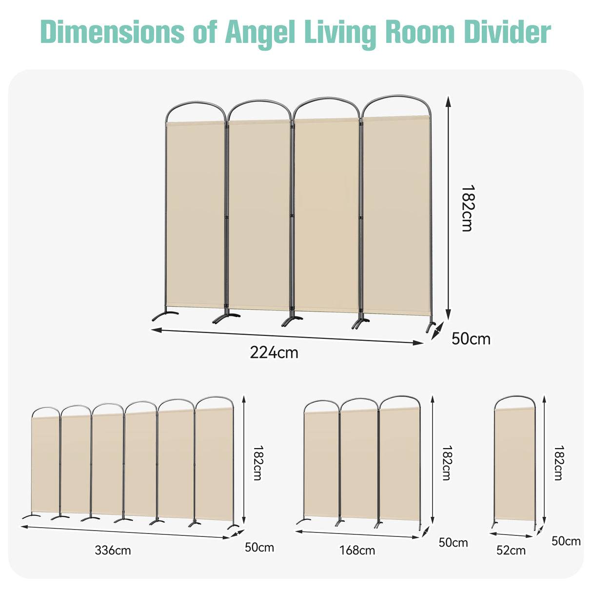 Angel Living Paravent 4tlg 225X185CM Bogenparavent Sichtschutz Raumteiler