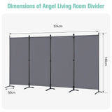 Angel Living Paravent Raumteiler Schutzwand Raumteiler für Büro Balkon Schlafzimmer Garten, 324 x 180 cm