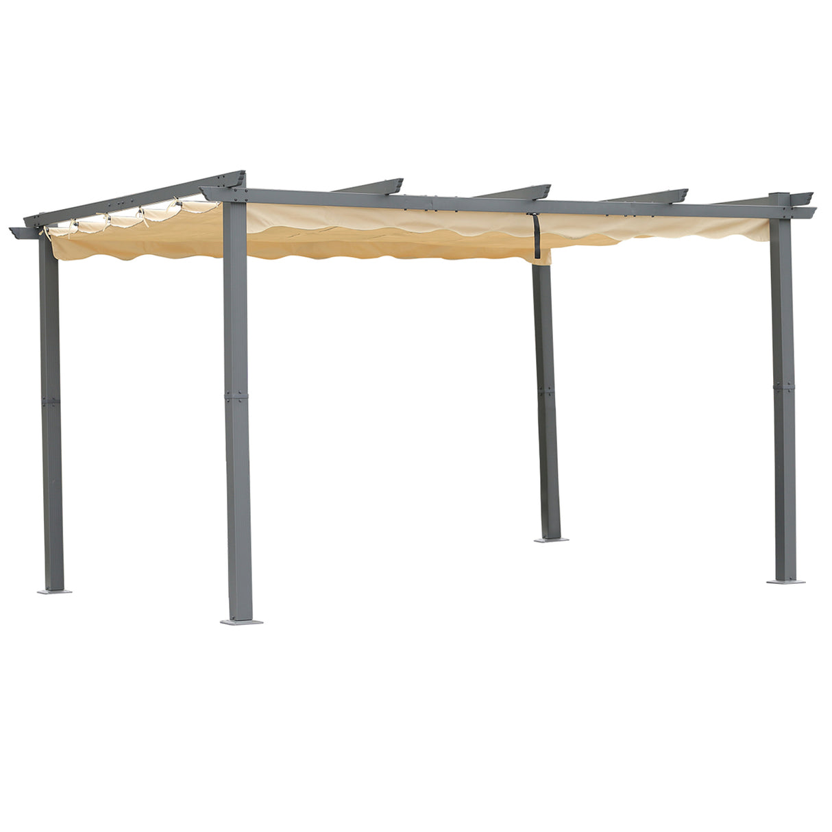 Pergola aus Aluminium in anthrazit, Dachrohre aus Stahl, Verstellbares Dach aus Polyester