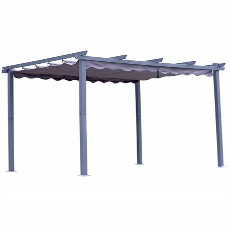 Pergola aus Aluminium in anthrazit, Dachrohre aus Stahl, Verstellbares Dach aus Polyester