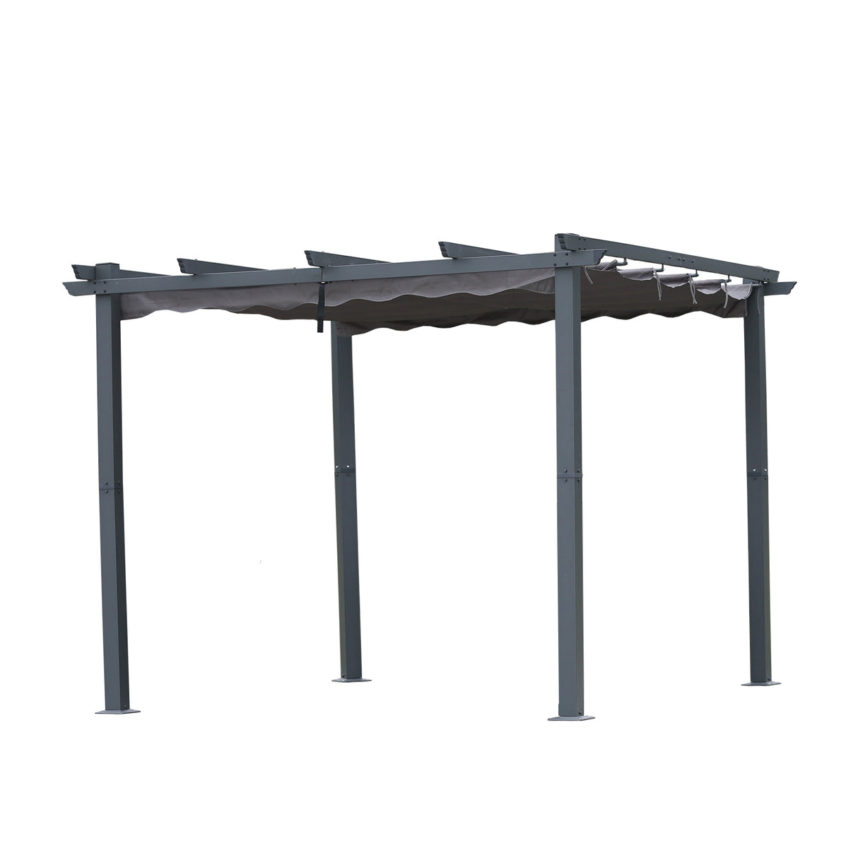 Pergola aus Aluminium in anthrazit, Dachrohre aus Stahl, Verstellbares Dach aus Polyester