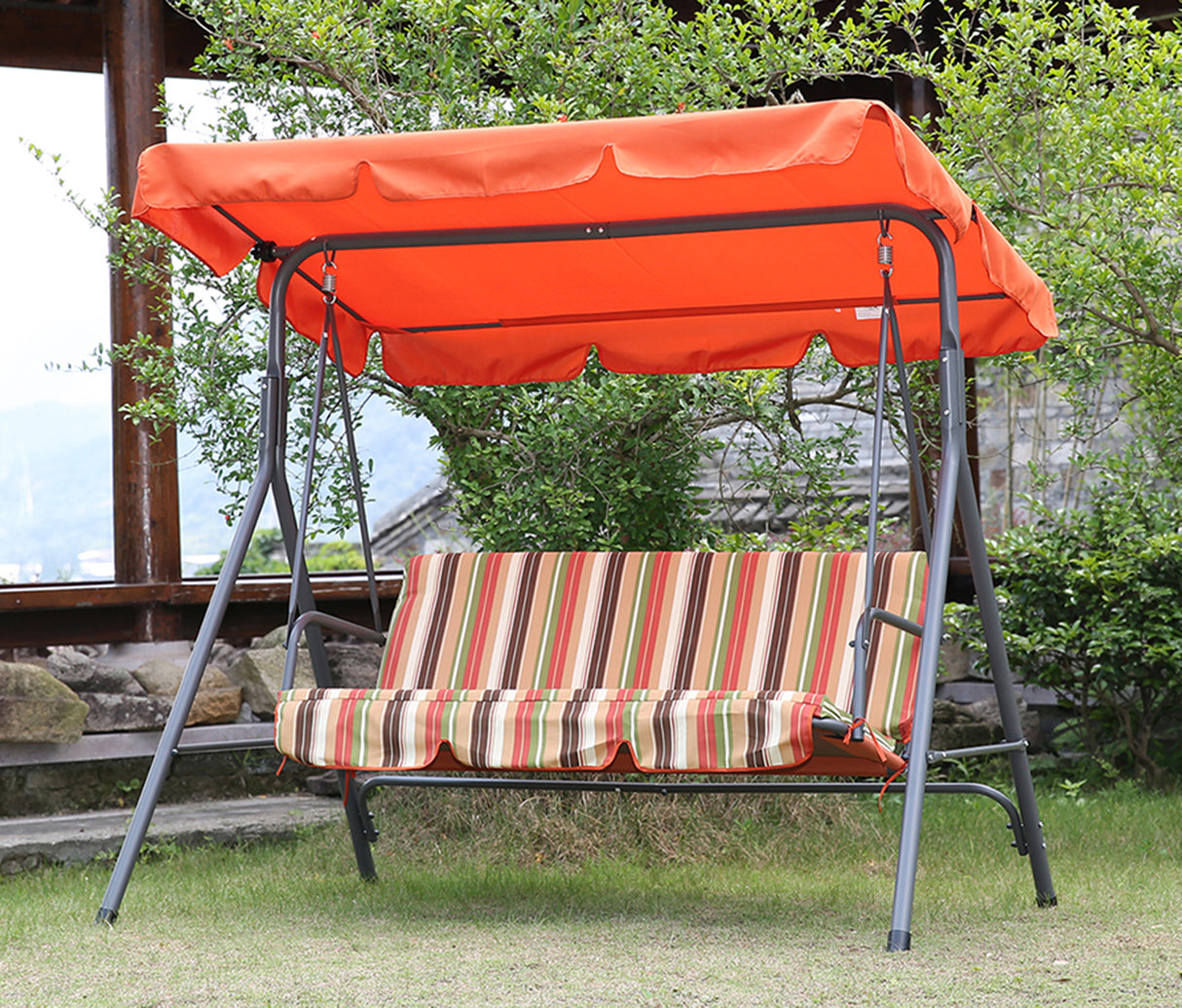 Hollywoodschaukel Gartenschaukel 3 Sitzer mit Sonnenschutz 173x110x151cm