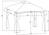 Pilz Pavillon mit Seitenwänden Terassendacht Grau aus Stahl und Polyester (3x3M)