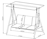 SW-037T-G Hollywoodschaukel Gartenschaukel 3 Sitzer mit Sonnenschutz aus Stahl